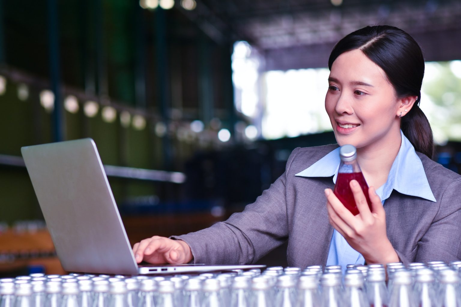 Export warehouse managers are checking the quality of beverage